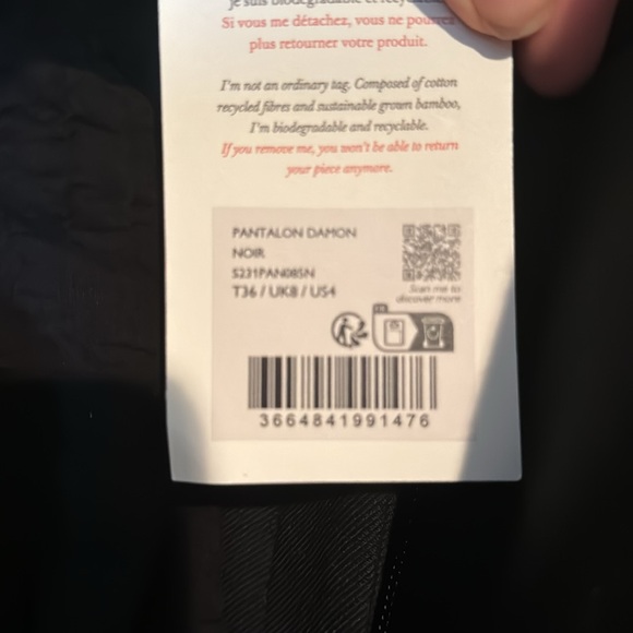 Sezane blk size 4 (36)Damon pant out of stock - Picture 5 of 7